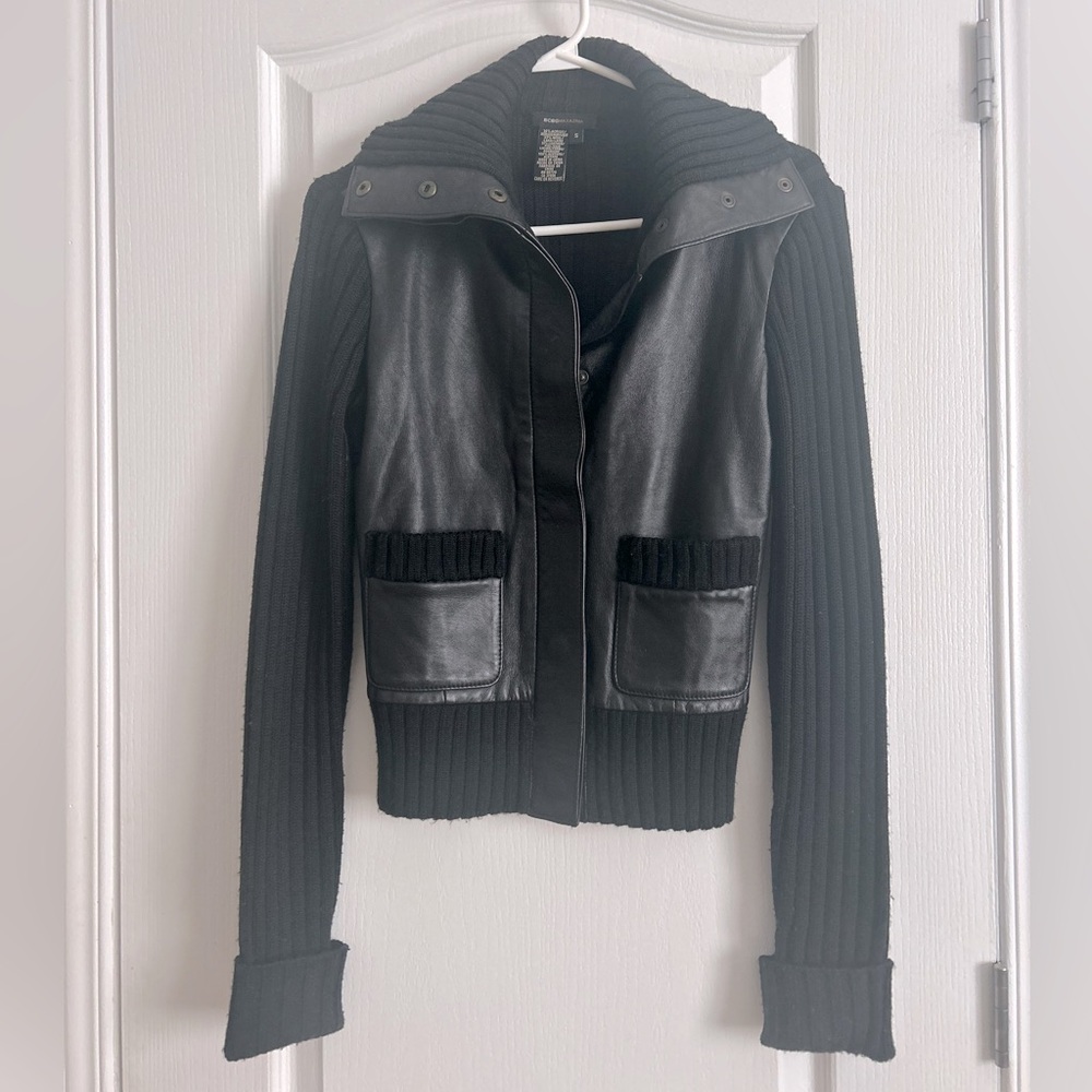 Black Ribbed Leather Jacket